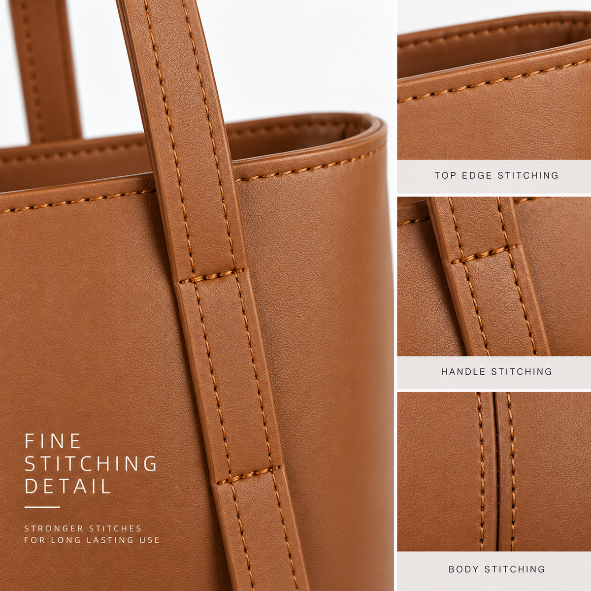 Premium Brown Leather Tote Bag Set – Elegant Handbag with Matching Pouch & Wallet
