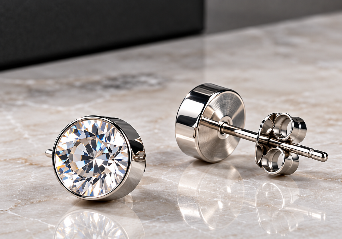 Premium Crystal Diamond Stud Earrings – Elegant, Sparkling & Timeless Jewelry for Men & Women