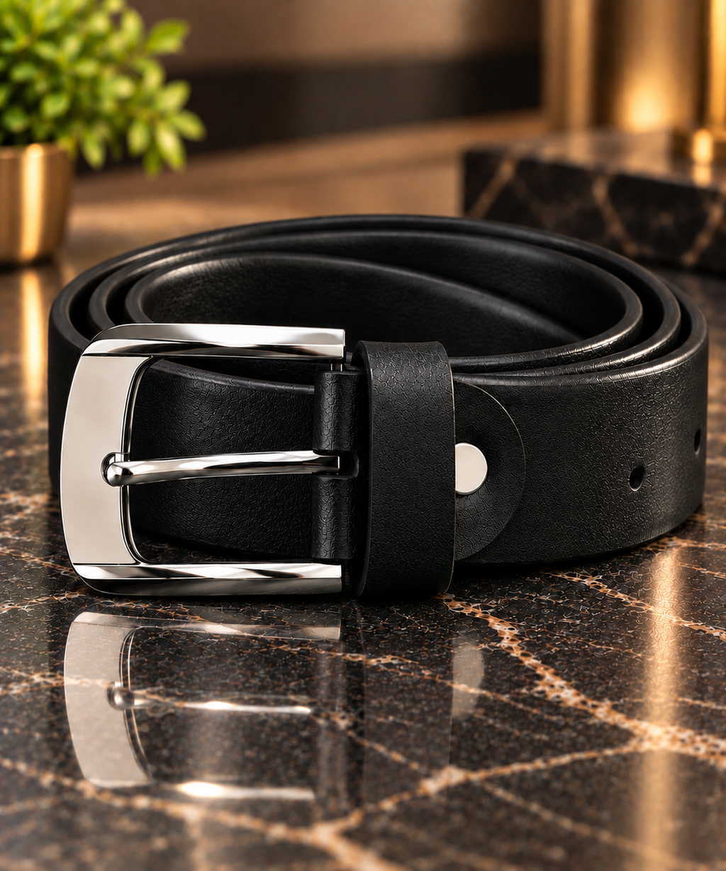 Premium Black Leather Belt – Classic Design, Durable Finish & Sophisticated Everyday Style