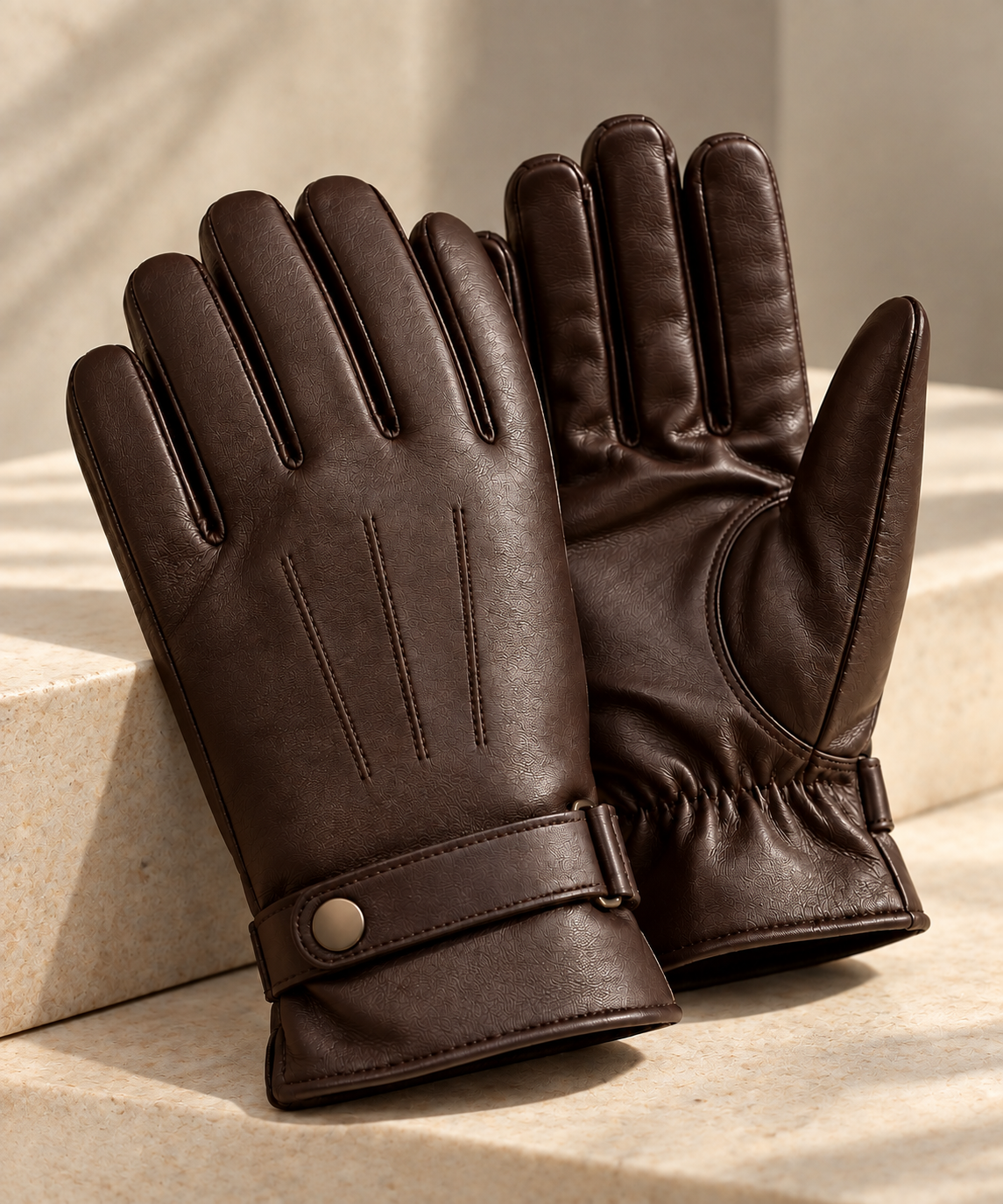 Premium Charcoal Leather Gloves – Stylish & Comfortable