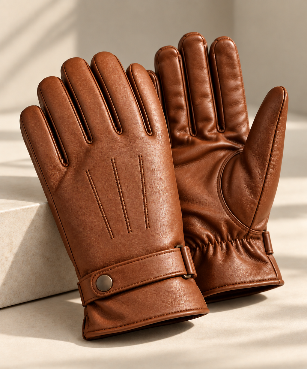Premium Charcoal Leather Gloves – Stylish & Comfortable