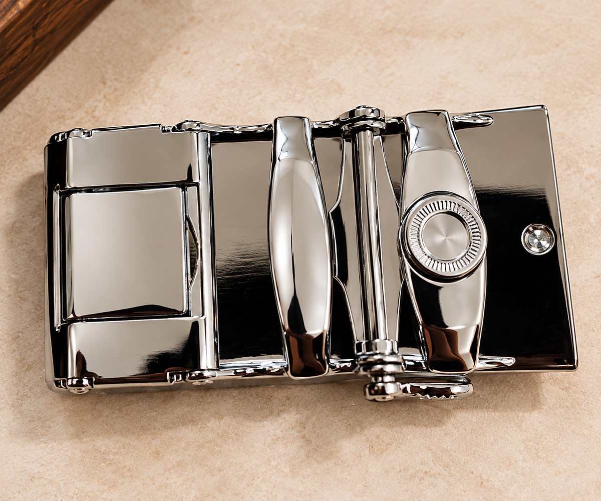 Noir Luxe Automatic Leather Belt – Signature Buckle & Refined Finish
