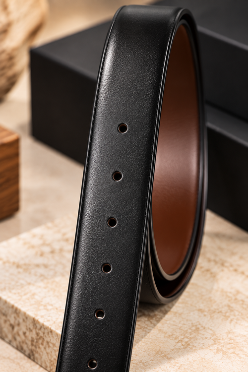2-in-1 Reversible Leather Belt – Classic Black & Rich Brown | Premium Buckle