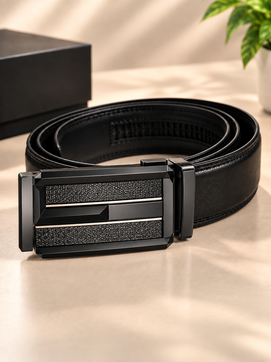 Executive Flex Leather Belt – Premium Textured Buckle