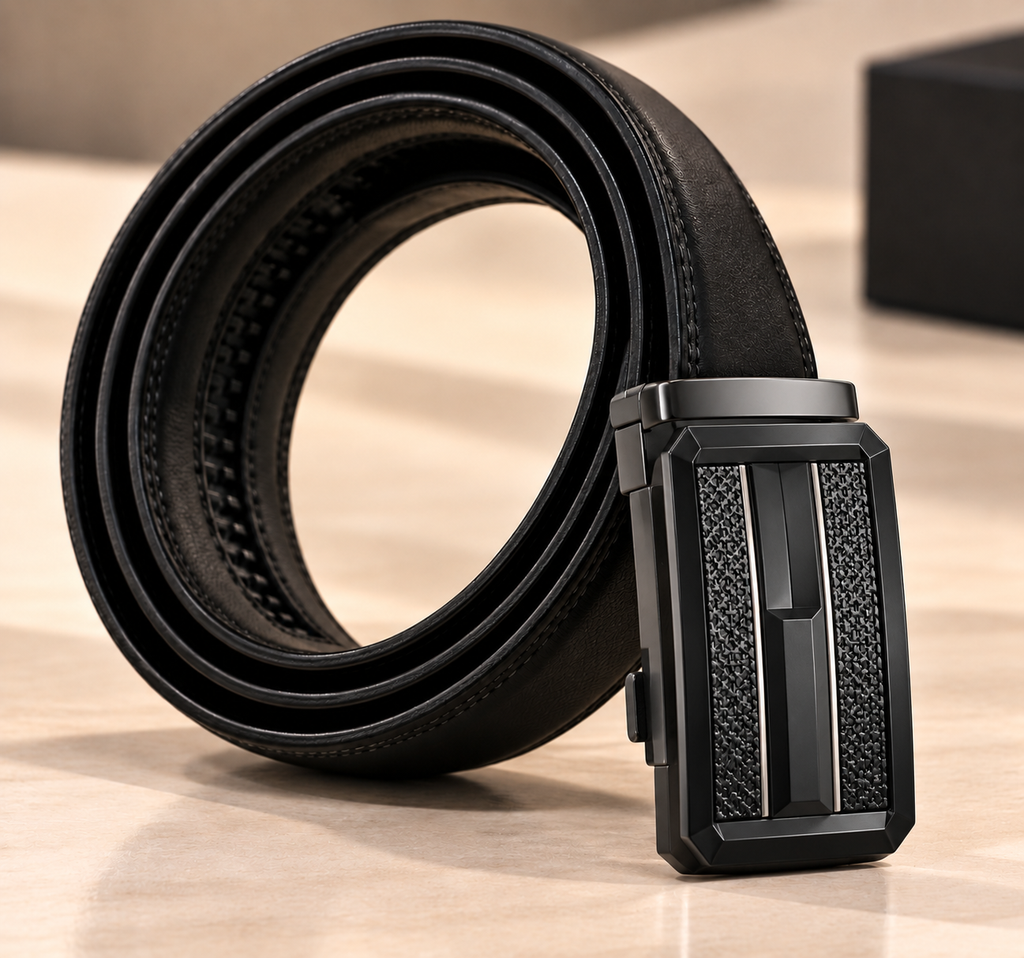 Executive Flex Leather Belt – Premium Textured Buckle