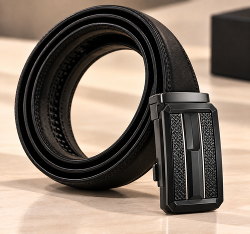 Executive Flex Leather Belt – Premium Textured Buckle