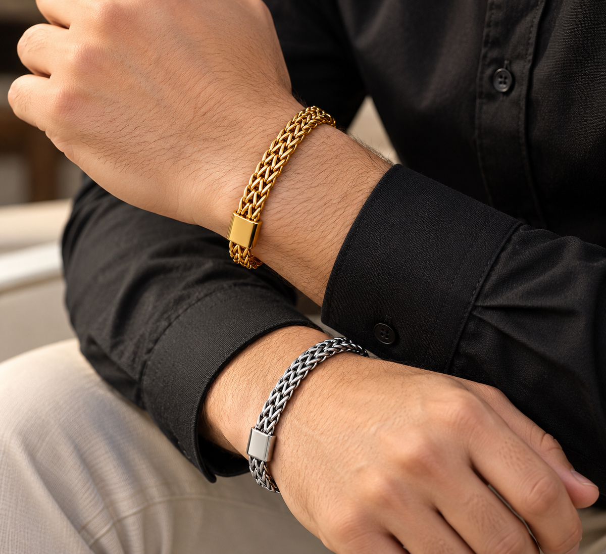 Premium Braided Chain Bracelet – Gold & Silver