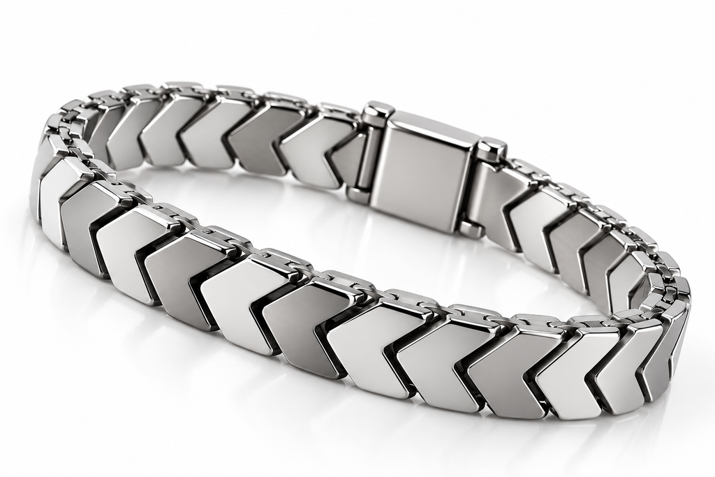 Premium Silver Chevron Link Bracelet