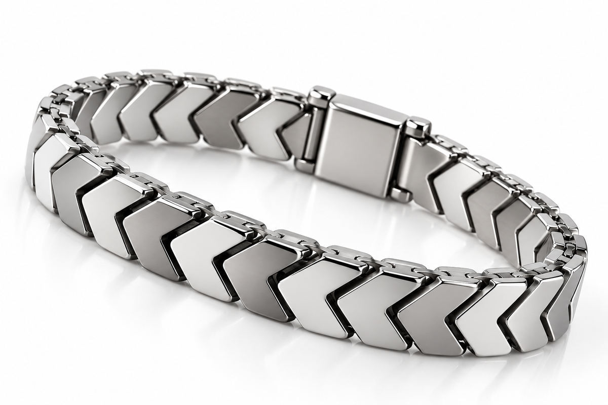 Premium Silver Chevron Link Bracelet
