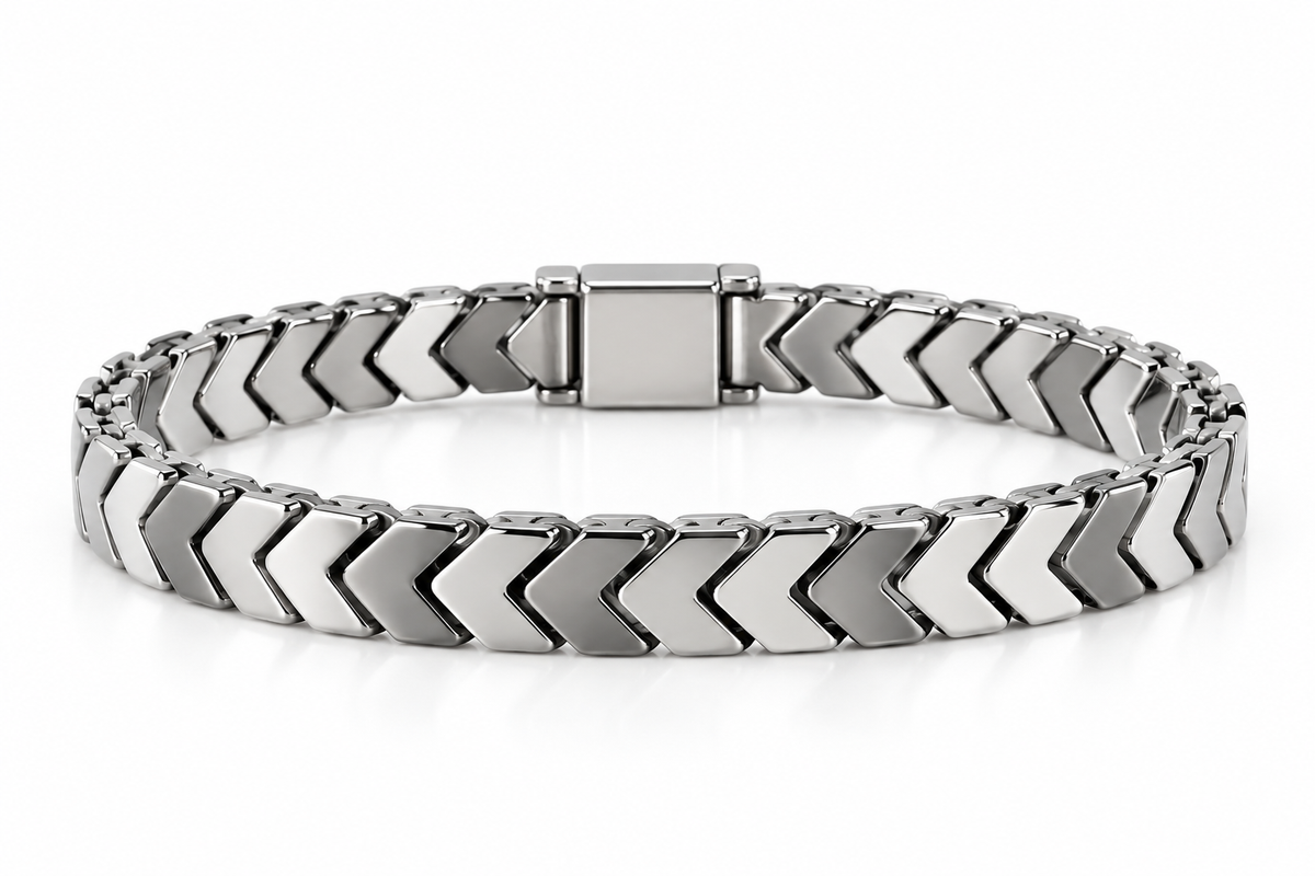 Premium Silver Chevron Link Bracelet