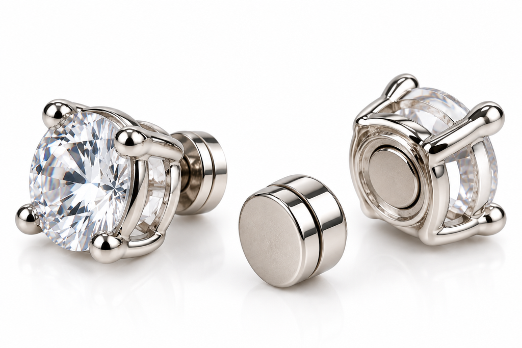 Sparkling Magnetic Crystal Earrings – Elegant Silver Studs