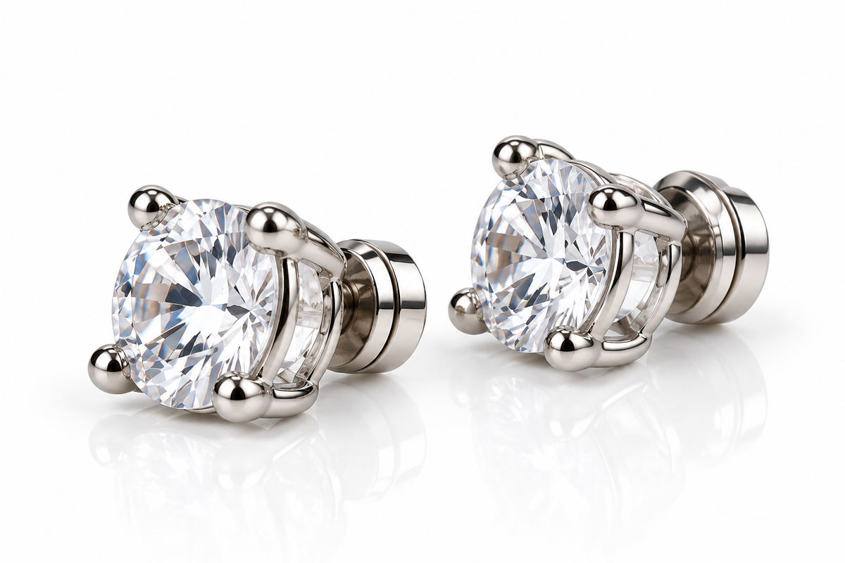 Sparkling Magnetic Crystal Earrings – Elegant Silver Studs