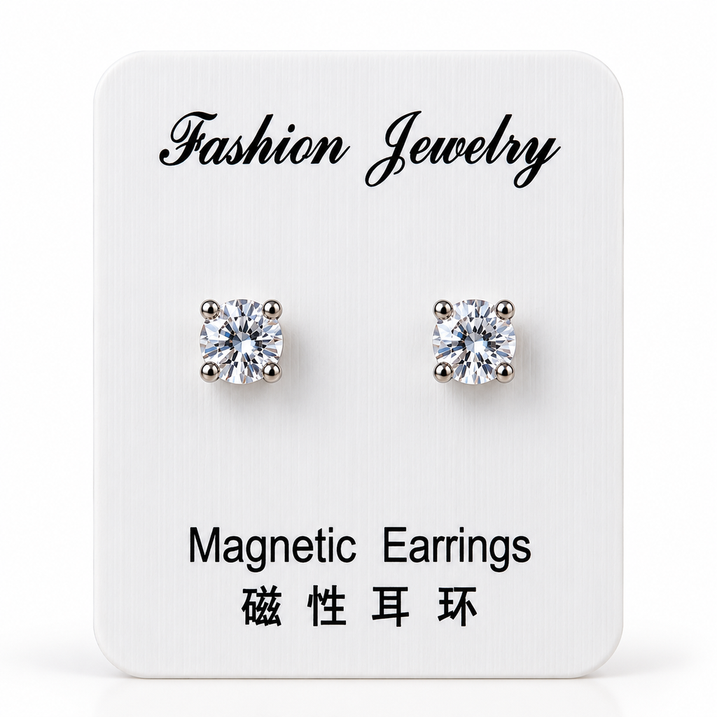 Sparkling Magnetic Crystal Earrings – Elegant Silver Studs