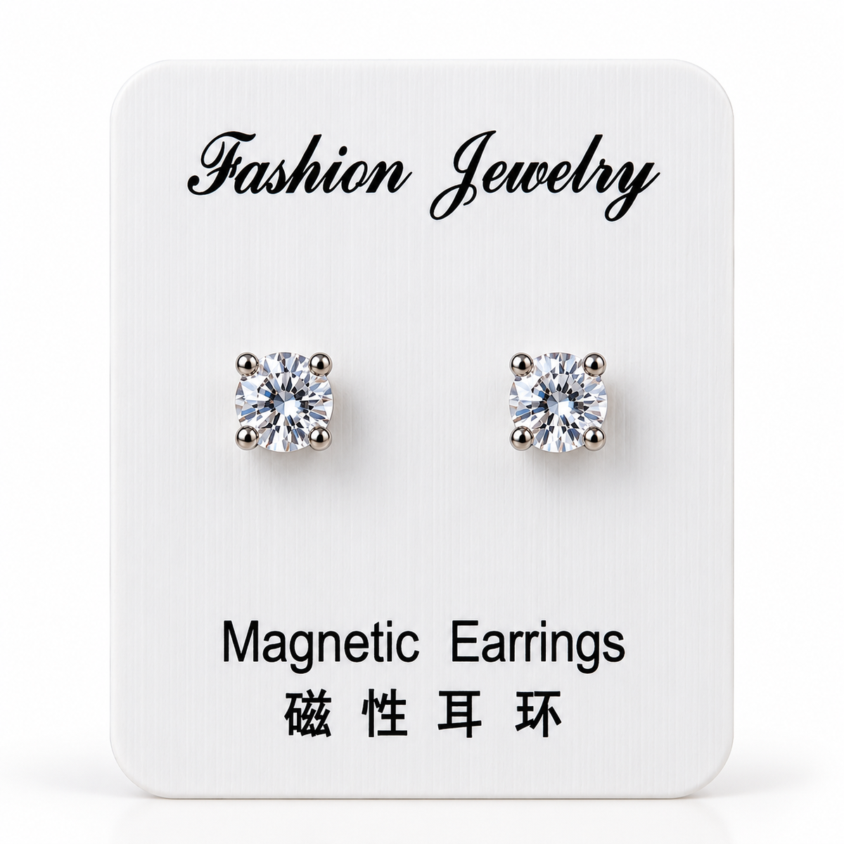 Sparkling Magnetic Crystal Earrings – Elegant Silver Studs
